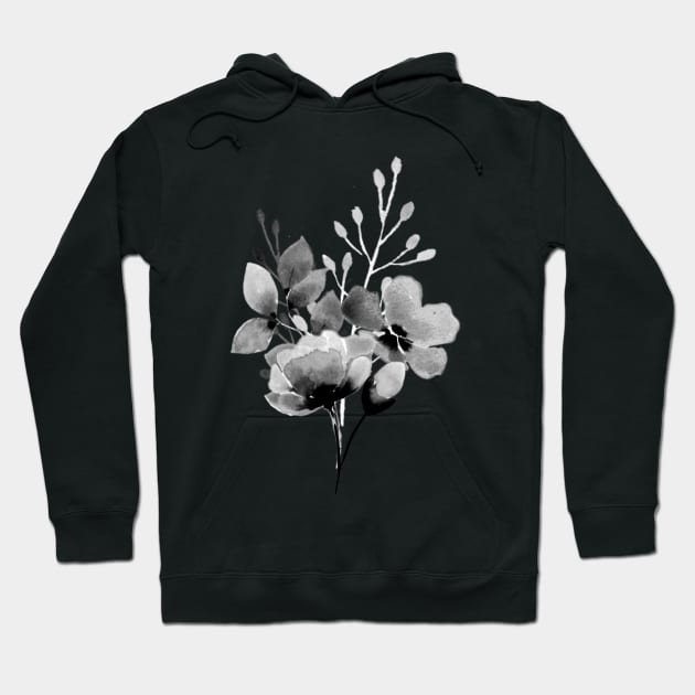 Romantic Floral 2 - BW - Full Size Image Hoodie by Paloma Navio